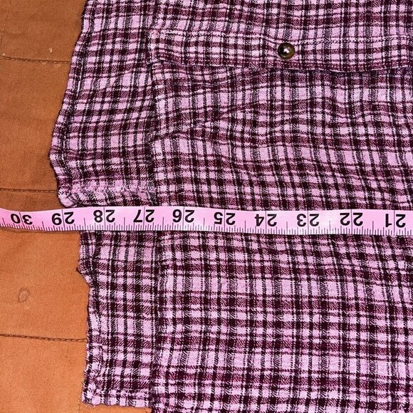 Anthropologie Pilcro Womens Pink & Black Plaid Button-Down Shirt XS - Picture 9 of 9